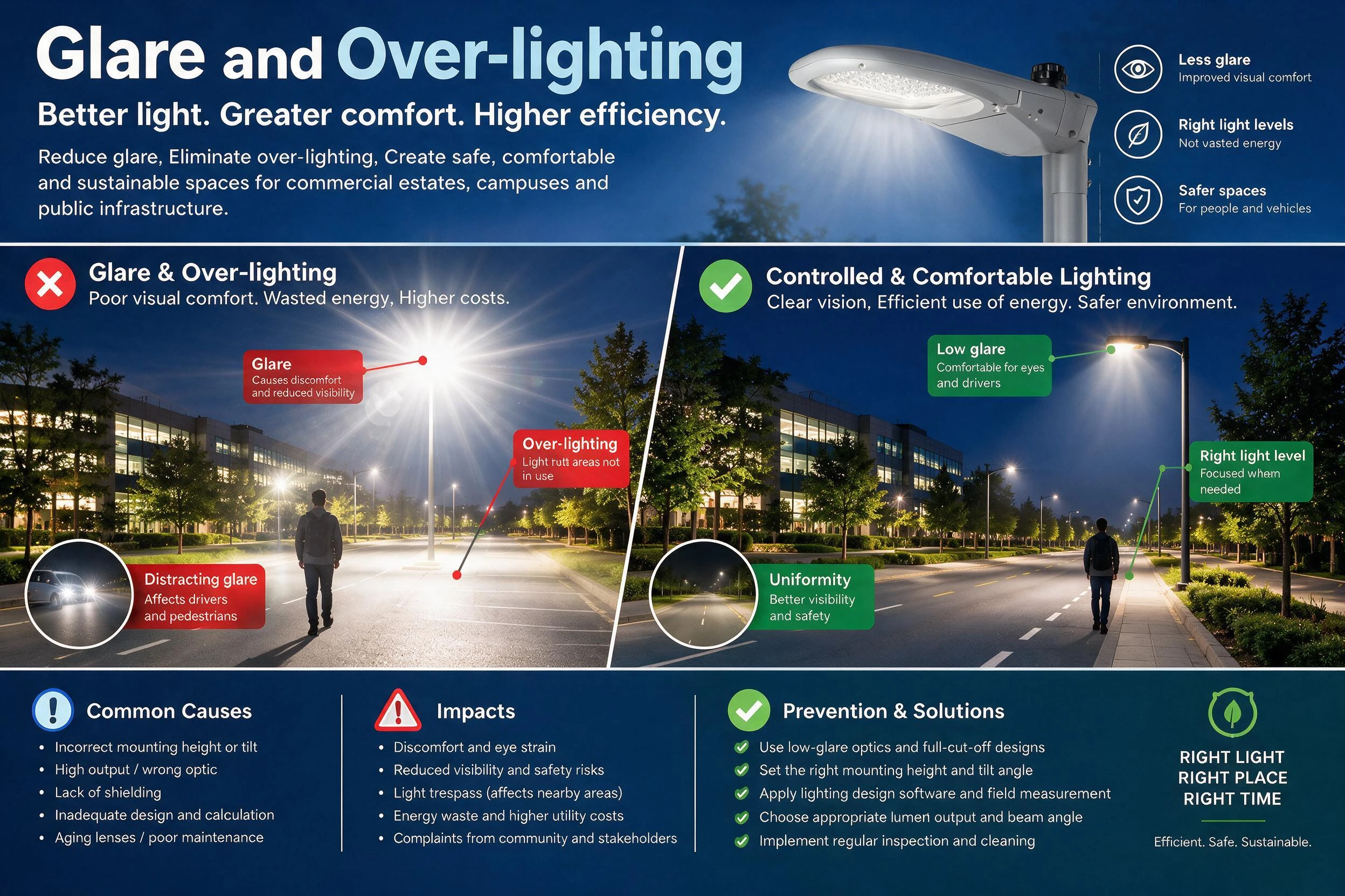 Glare and Over Lighting,led street light