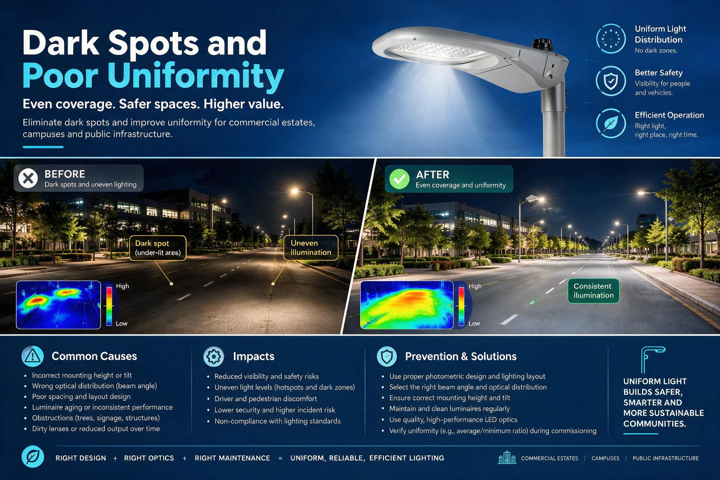 Dark Spots and Poor Uniformity,led street light